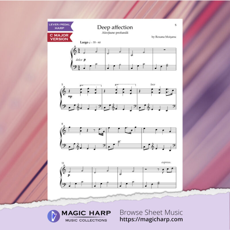 Deep affection (C major) for harp by Roxana Moișanu • magicharp.com - 2