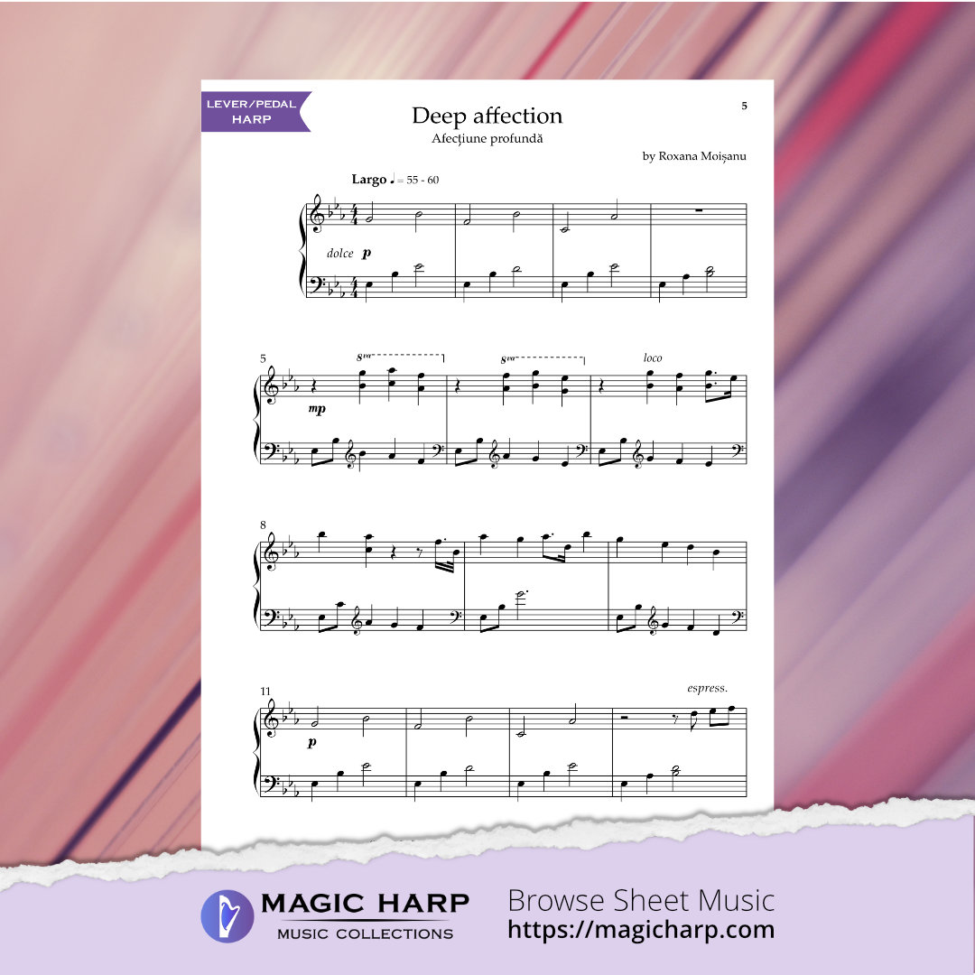 Deep affection (E flat major) for harp by Roxana Moișanu • magicharp.com - 3