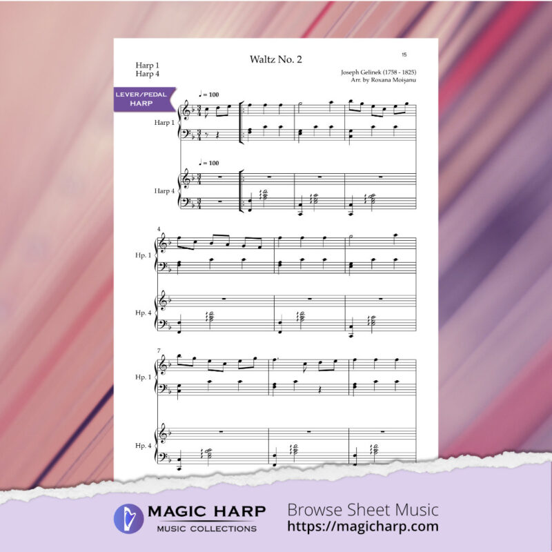 Gelinek Waltz No 2 for harp by Roxana Moișanu • magicharp.com - 6